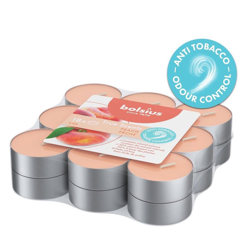 Bolsius Peach 4 Hour Anti Tobacco Tealights (Pack of 18) £3.55